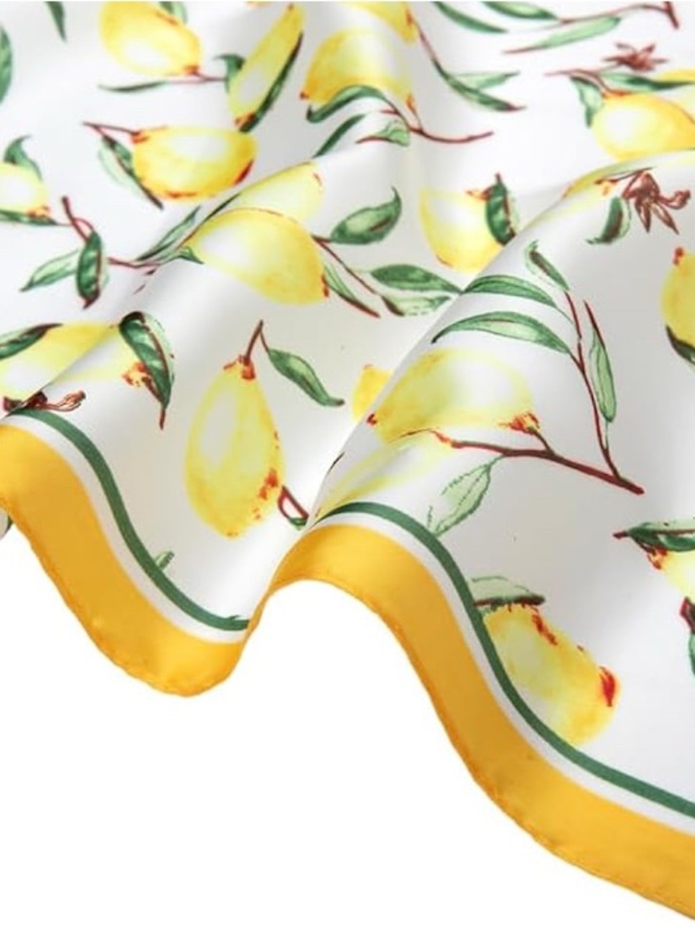 Yellow Lemon Print Satin Scarf Bandana 27 inch - Picture 5 of 7